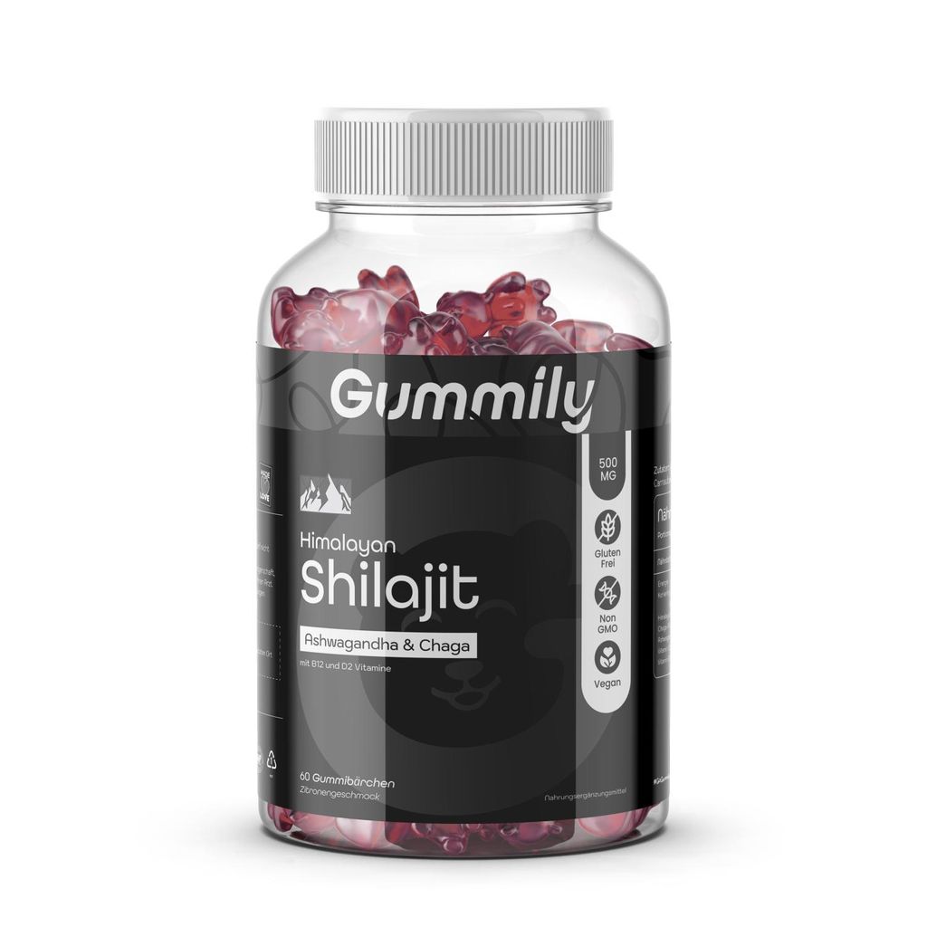Gummily Shilajit Gummies - Vegan & Premium (Salajeet, Mumijo, Mumla) - Mit Ashwagandha & Chaga - Himalaya Shilajit Harz in Gummiform