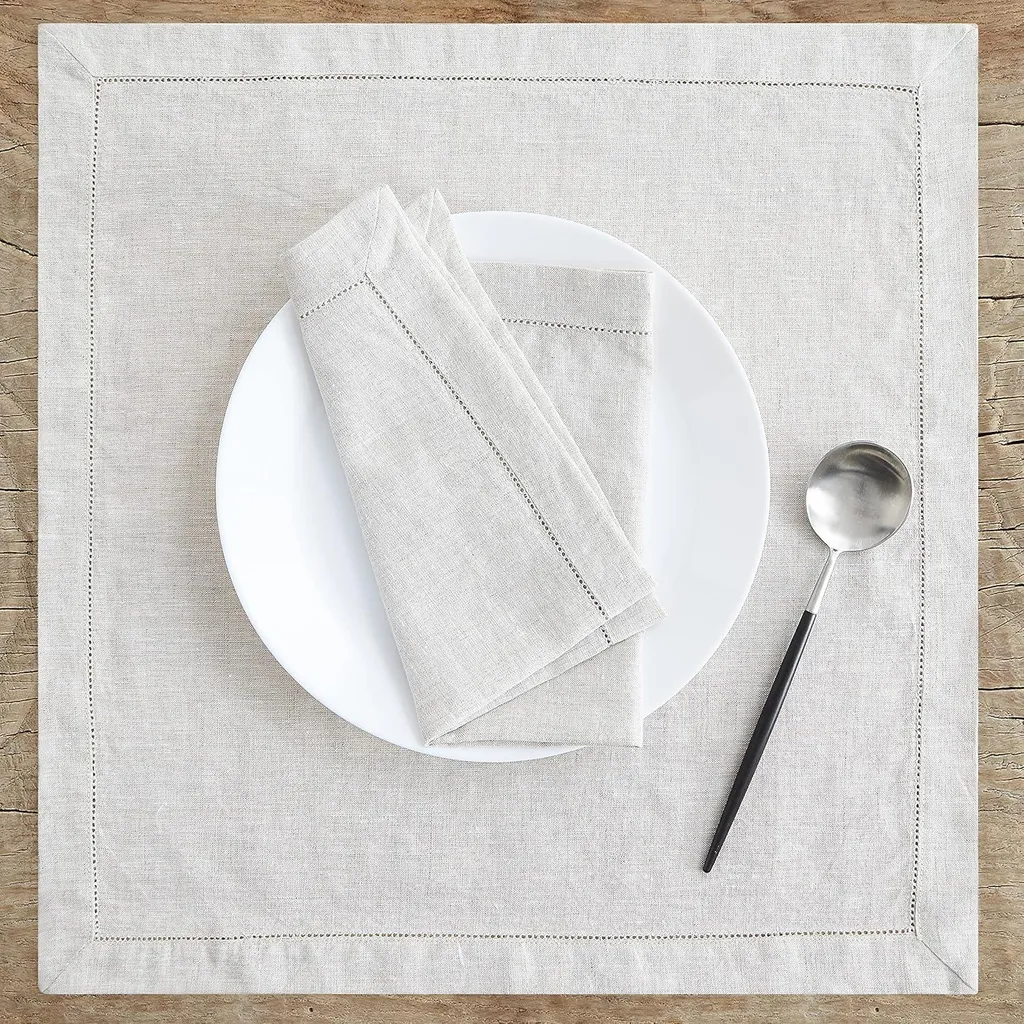 Serviette de table en lin Set de 4 pièces - Texture souple et absorbante