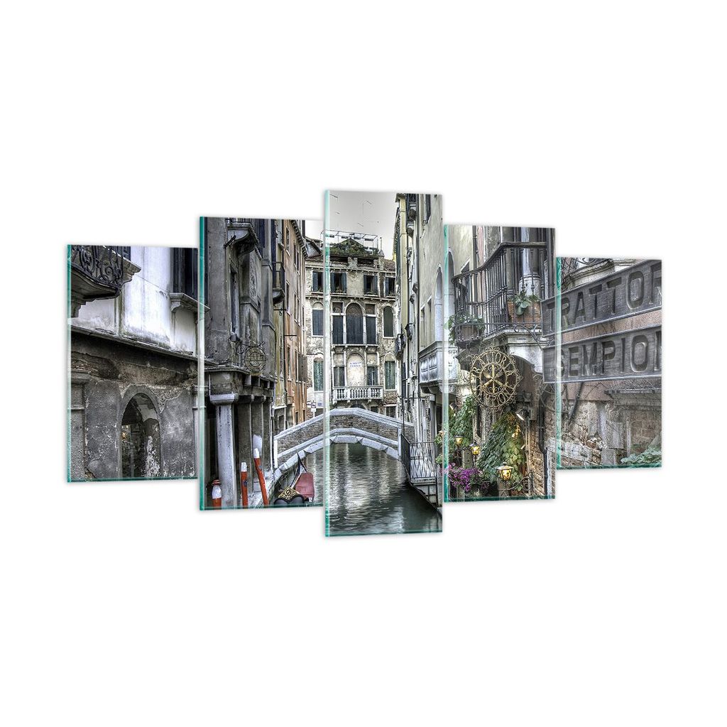 Bilder auf glas - Venedig Brücke Wasser - 160x85cm - Glasbilder - Wandbilder - Kunstdruck - zum Aufhängen bereit - Wanddekoration aus Glas - Glas...