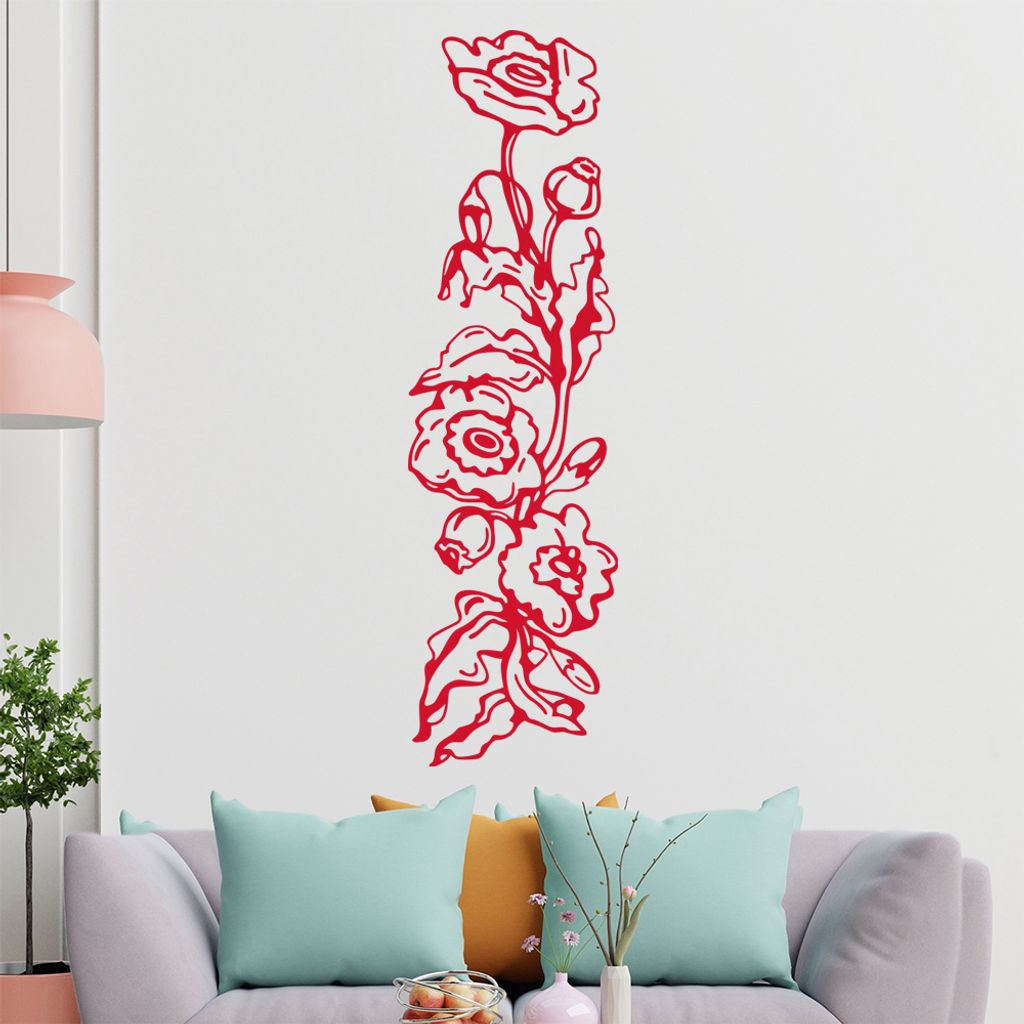 Erdbeere - Pflanzen Wandtattoo in 6 Größen - Wandaufkleber Wall Sticker - Dekoration, Küche, Wohnzimmer, Schlafzimmer, Badezimmer
