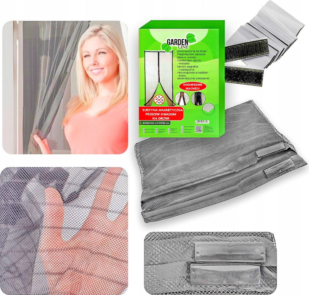 Magnet Fliegengitter Tür grau 100x220 cm – Insektenschutz ohne Bohren, Moskitonetz für Balkontür / Terrassentür