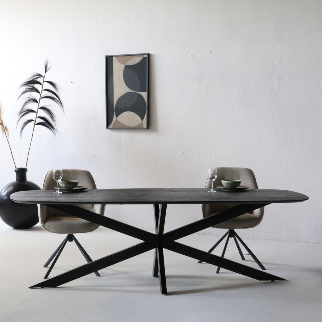 Esstisch oval - Schwarz - 200cm - Esstisch Jordan - Giga Meubel