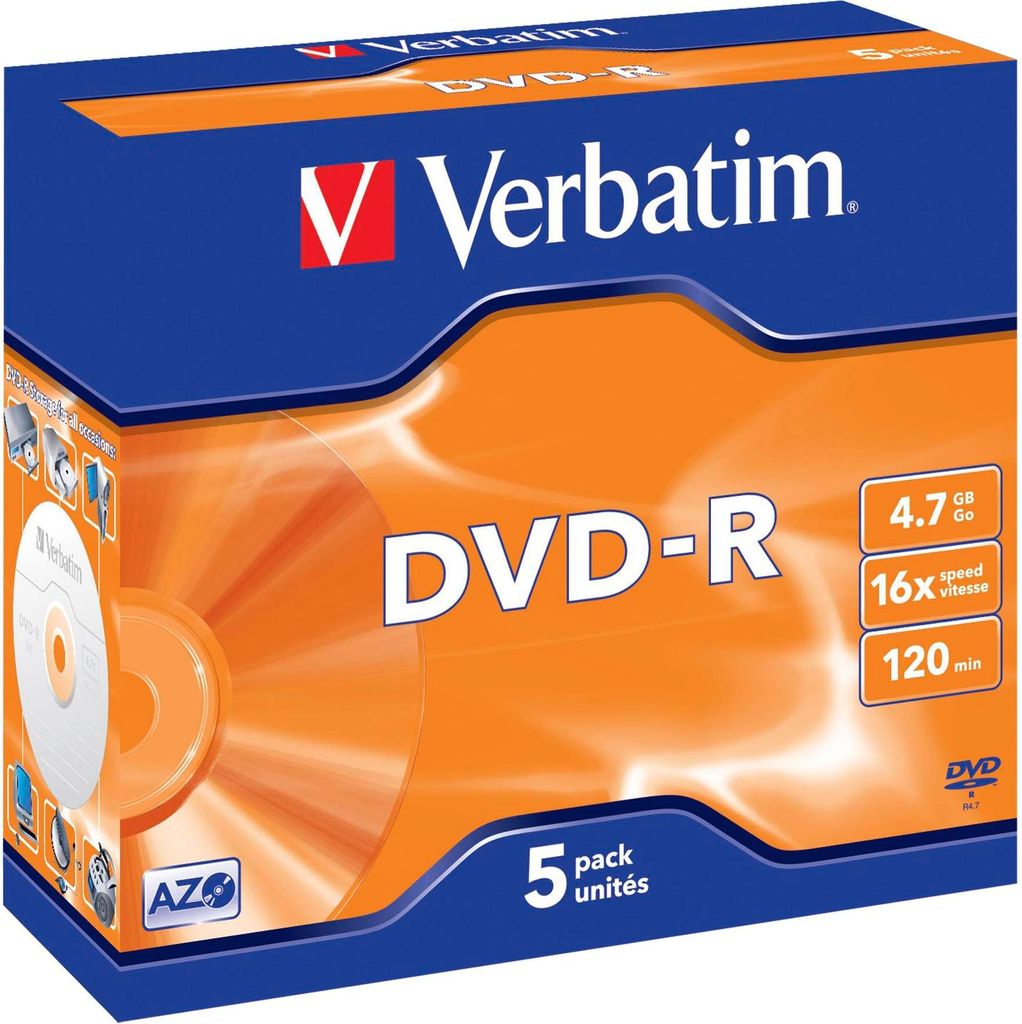 Verbatim DVD-R 43519 16x 4,7GB 120Min. Jewelcase 5 St./Pack.