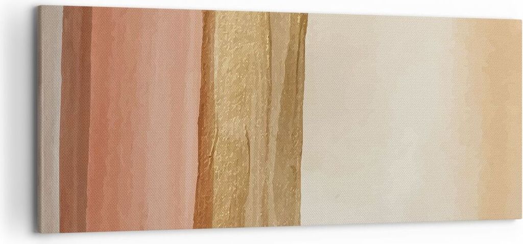 Bild auf Leinwand - Leinwandbild - Einteilig - Gold Abstraktion Linien - 120x50cm - Wand Bild - Wanddeko - Wandbilder - Leinwanddruck - Bilder - Wa...