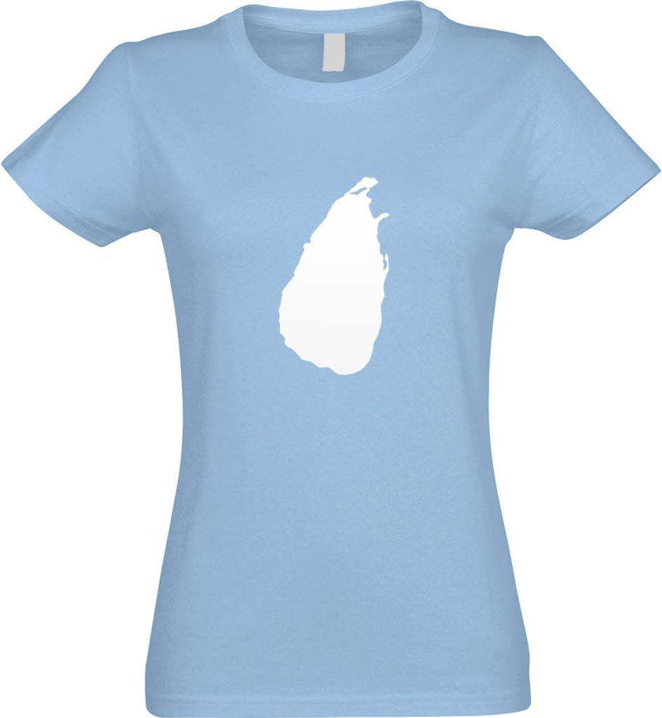 Kiwistar - T-Shirt tailliert - Damen - himmelblau - Sri Lanka Umriss Kontur - mit Motiv Bedruckt - Funshirt Design - Sport - Freizeit - Damen - S