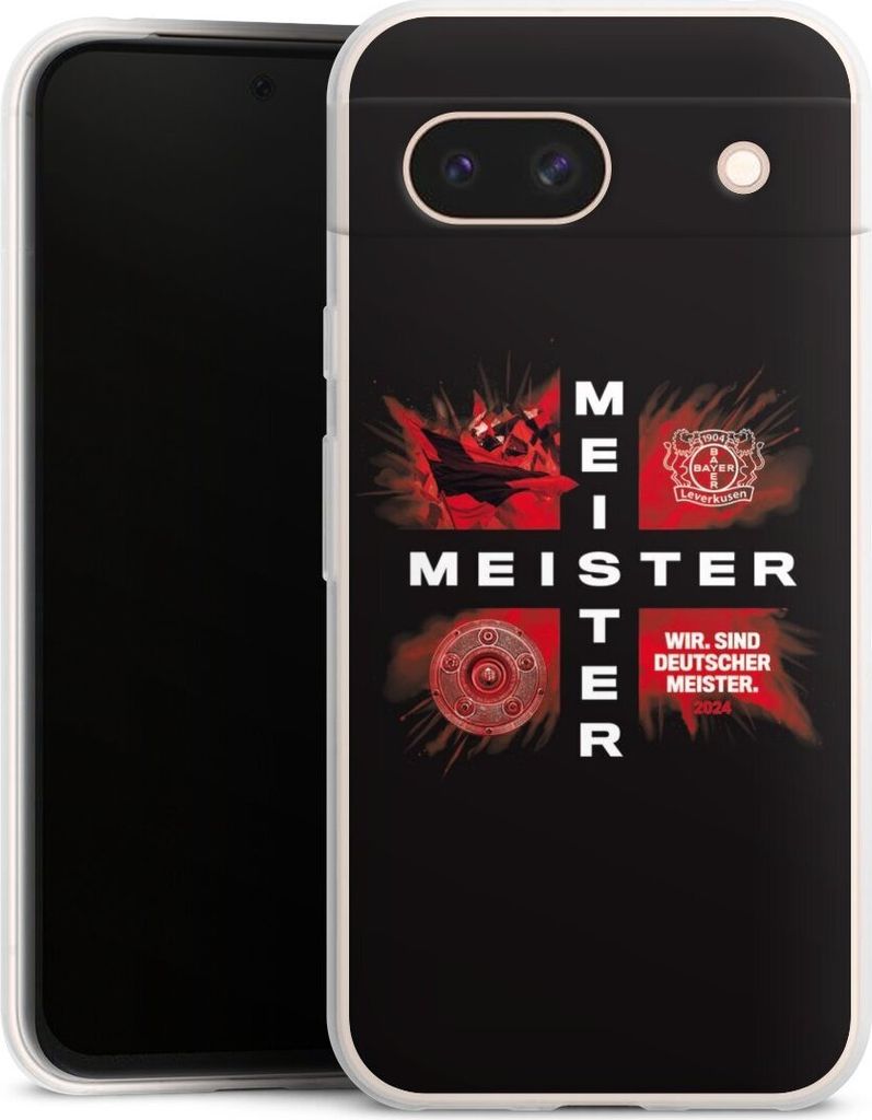 DeinDesign Slim Hülle für Google Pixel 8a Silikon Case Ultra Dünn Handyhülle Bayer 04 Leverkusen Meister Offizielles Lizenzprodukt
