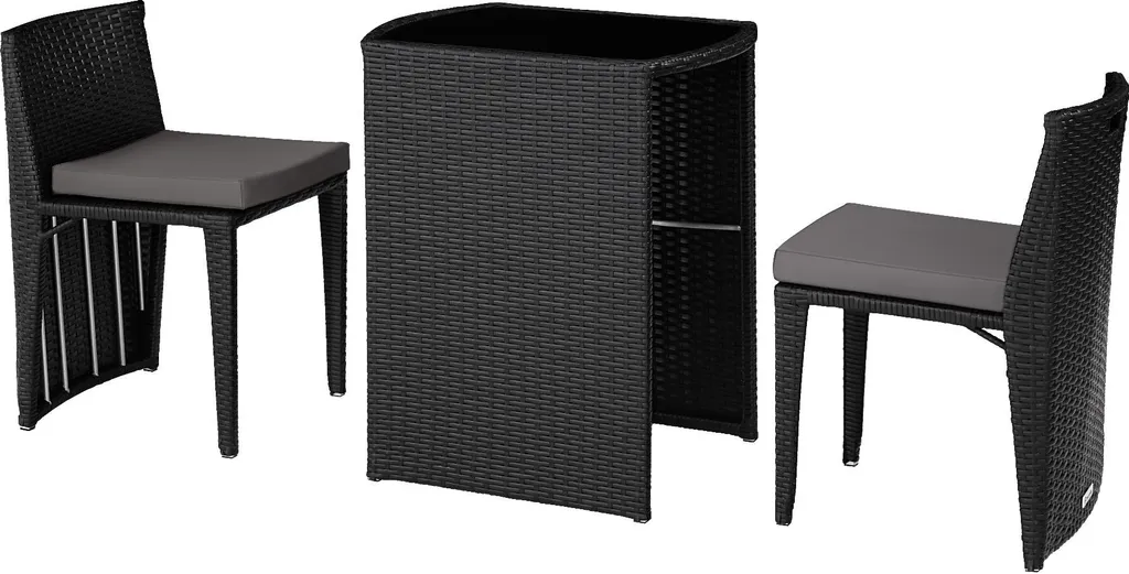 Set bistrot HAMBOURG 2 places noir pour café en terrasse et petits balcons