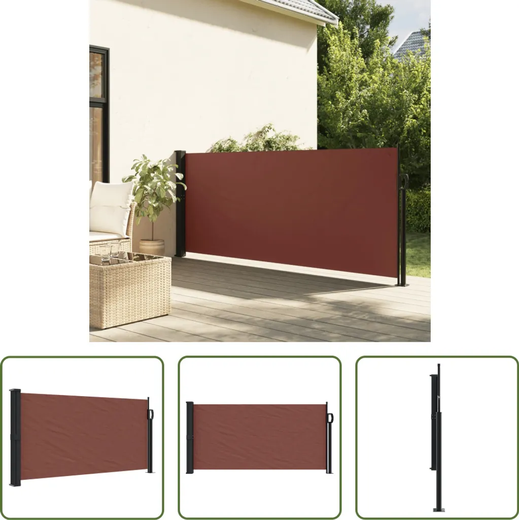 Tenda da Sole Laterale Marrone 1x3 Metri - Schermo Privacy Retrattile