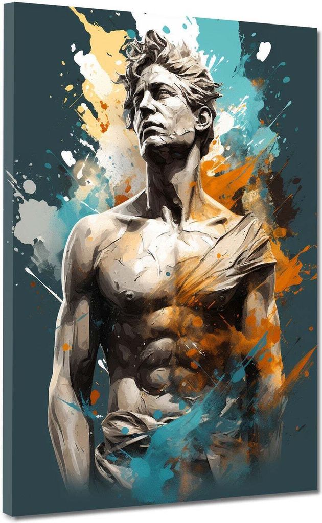 Statue Colour männlich Pop Art Leinwandbild Wandbild Kunstdruck XL Wanddeko: 120x160x4cm