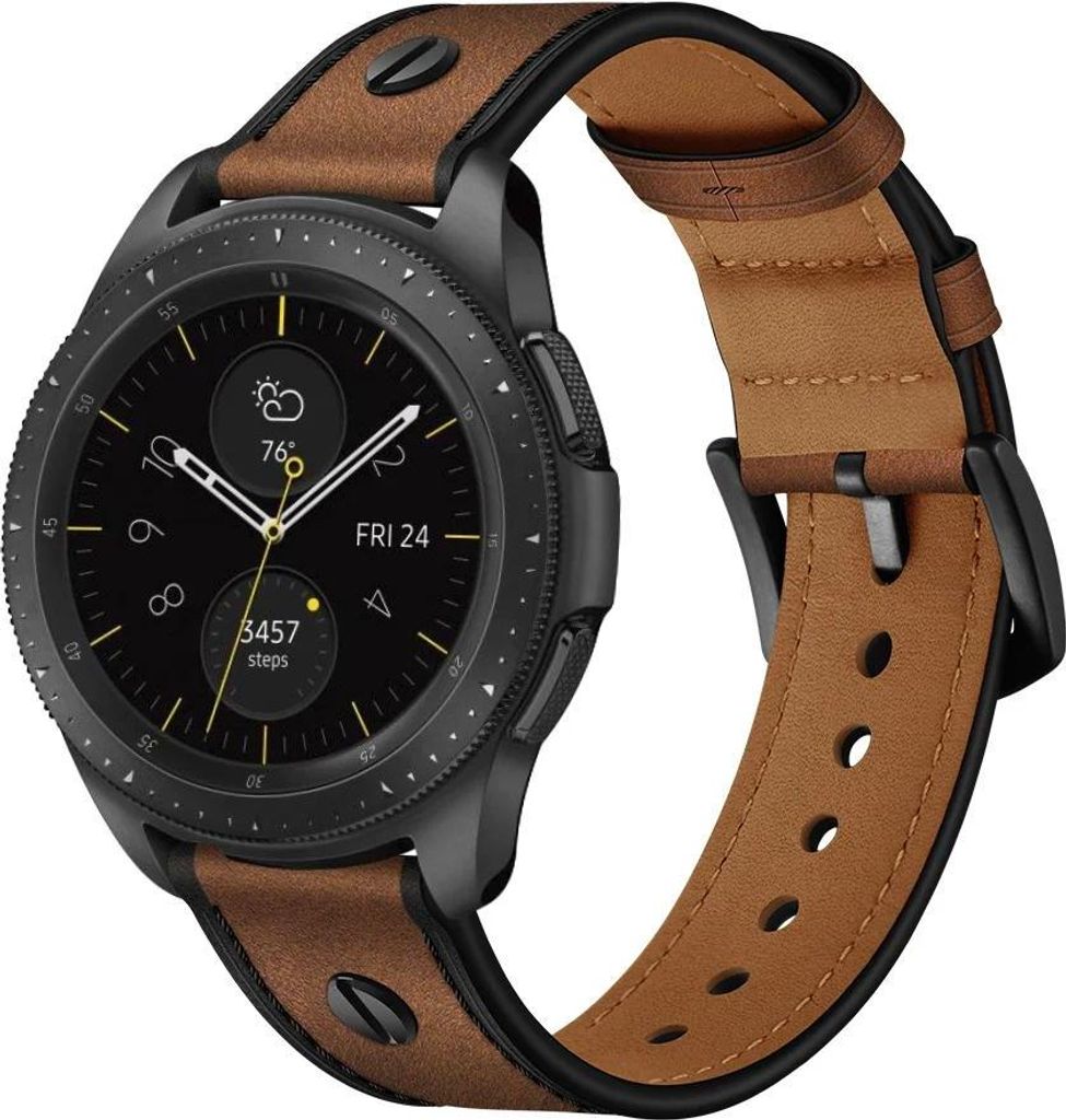 Strap-it 20mm Lederarmband mit Schraubverschluss, passend für Samsung Galaxy Watch 7 / 6 / 5 / 4 / 3 (41mm) / 42mm / Active / FE /Dunkelbraun)