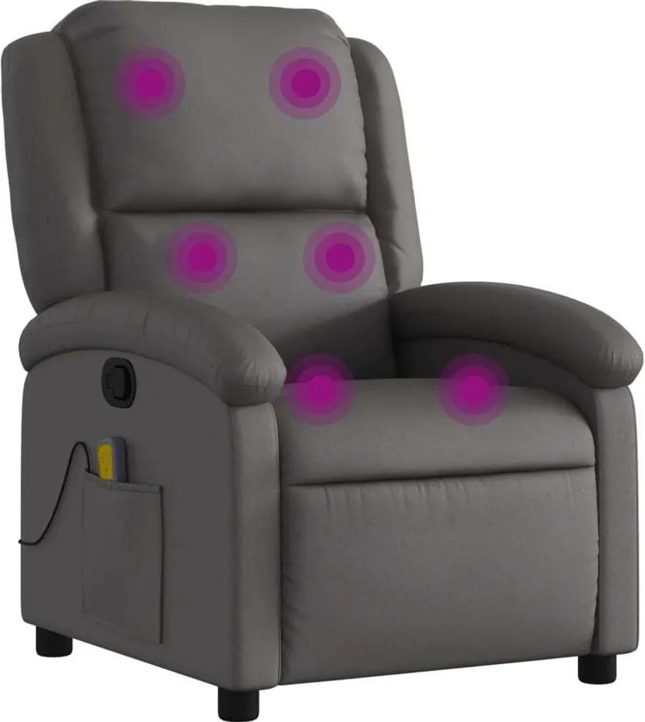 Fauteuil de massage gris en cuir véritable - Modèle Relaxation Luxe RX-5