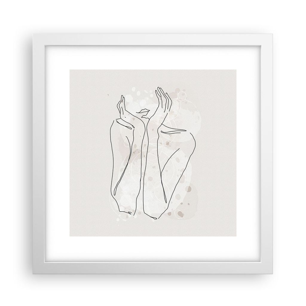 Gerahmtes Poster - Weißer Rahmen - Grafik Frau Licht - 30x30 cm - Wand Bild - Wanddeko - Wandbilder - Kunstposter - Wandposter - Bilderrahmen - Bi...