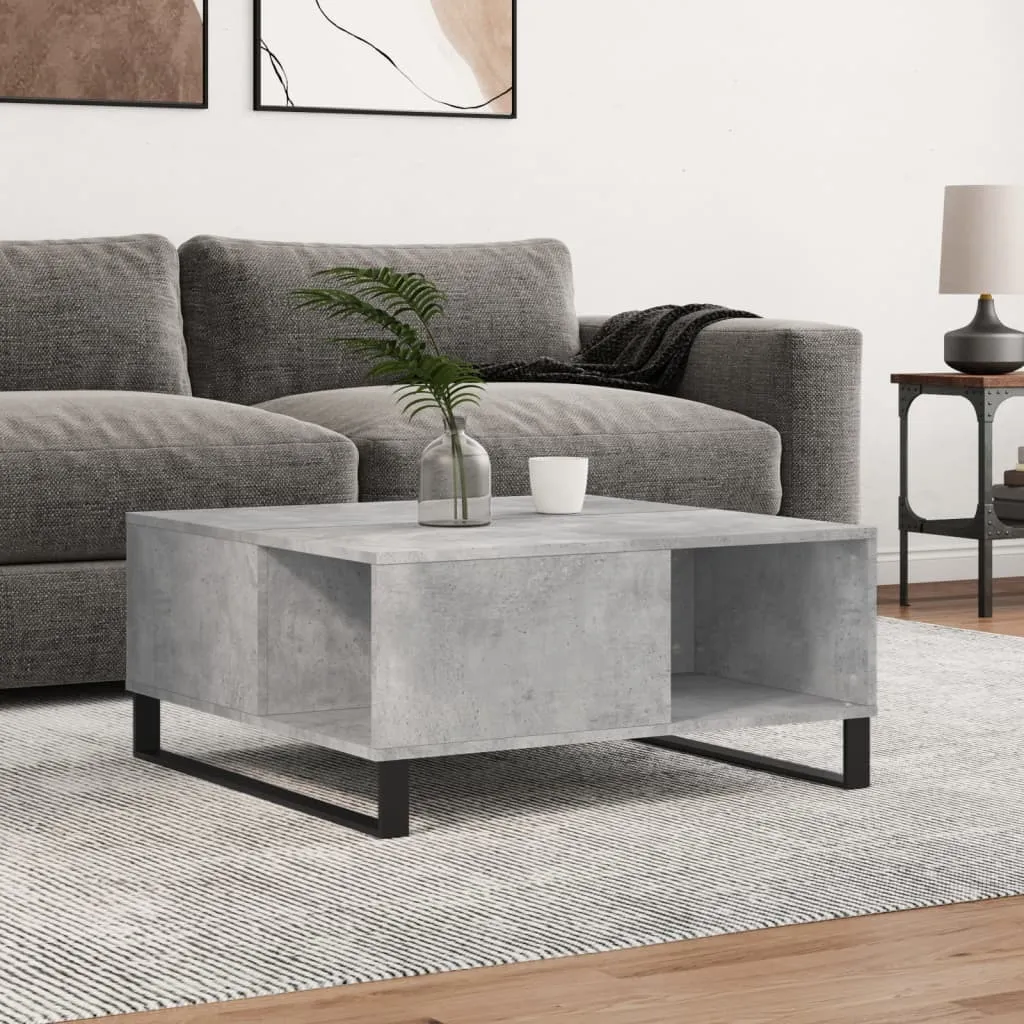 The Living Store tavolino in cemento grigio 80x80x36,5 cm materiale a base di legno