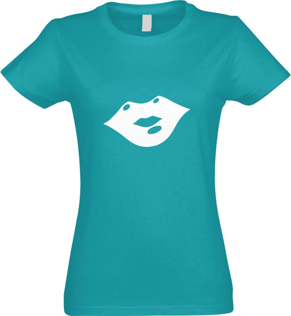 Kiwistar - T-Shirt tailliert - Damen - türkis - Kussmund - mit Motiv Bedruckt - Funshirt Design - Sport - Freizeit - Damen - S