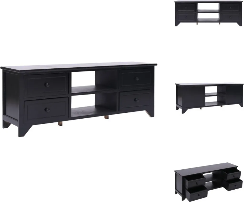 Mobile porta TV vidaXL Nero 108x30x40 cm - Paulownia Massello e MDF