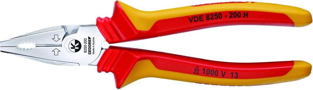 GEDORE VDE 8250-200 H VDE-Kraft-Kombinationszange mit Hüllenisolierung 200 mm, 1550969