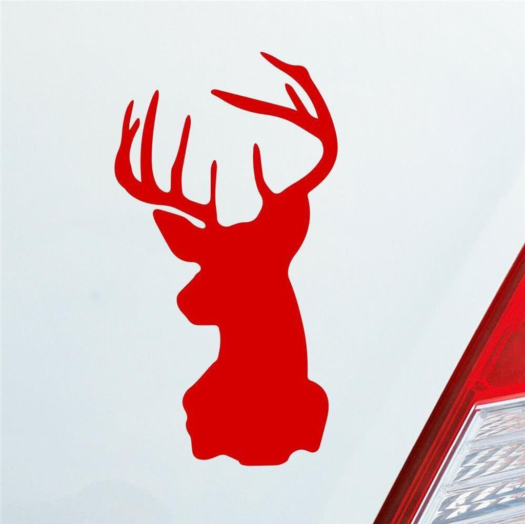 Auto Aufkleber Hirsch Geweih Jäger Wild Tier Rudi 12x6,5 cm Rot Sticker Heckscheibenaufkleber
