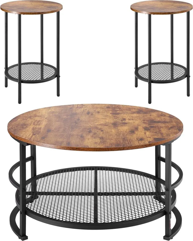 Table basse de salon peu encombrante - Set de 3 tables modulables - 9