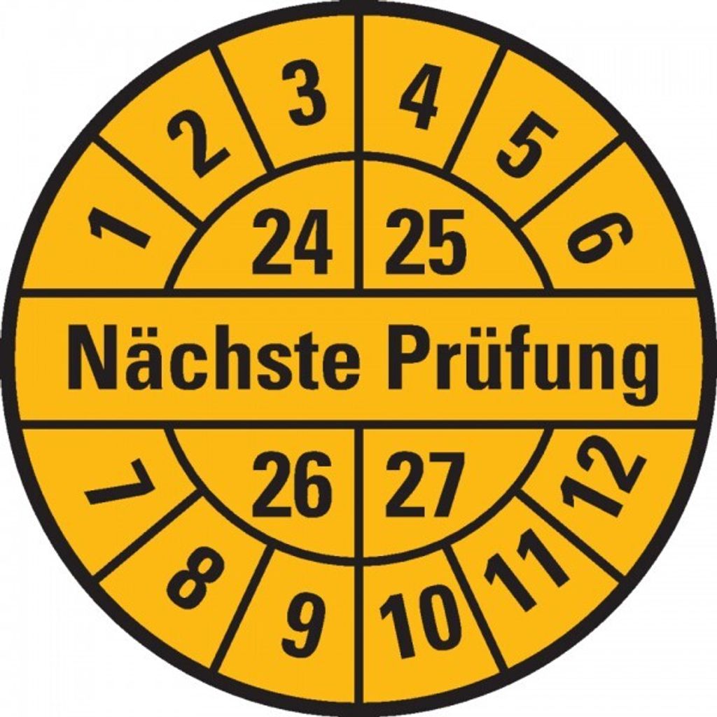 Dreifke Aufkleber I Prüfplakette Nächste Prüfung 24-27, gelb, Dokumentenfoli...