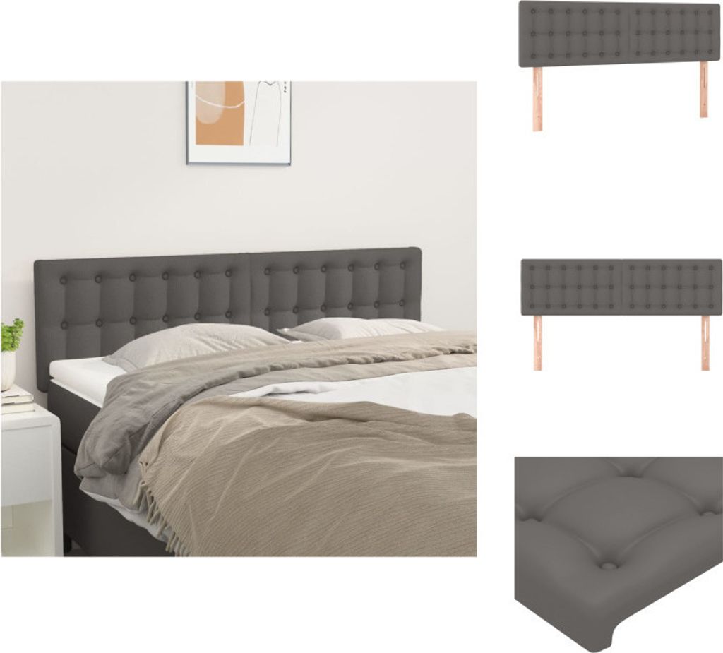 vidaXL Kopfteile 2 Stk. Grau 72x5x78/88 cm Kunstleder - Kopf- & Fußenden