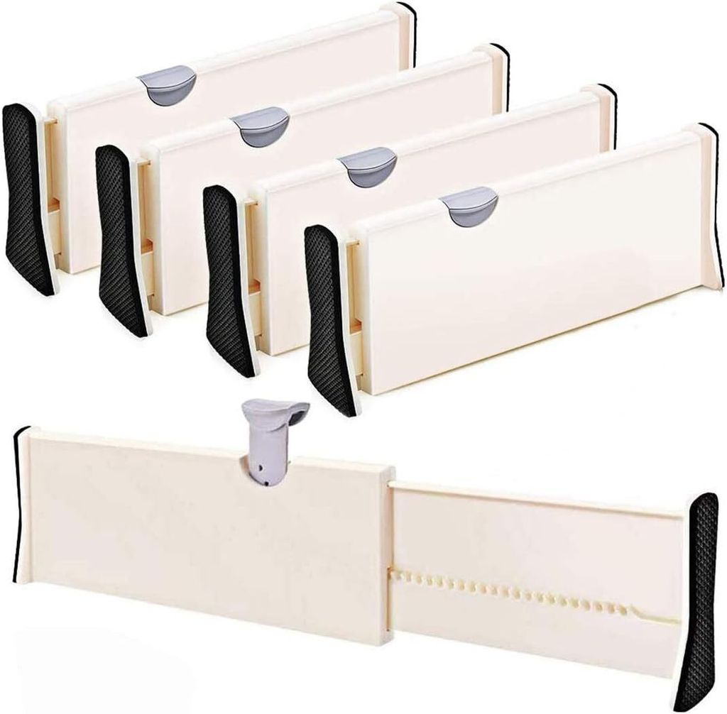 4er-Set einstellbare Schubladenteiler Organizer Separatoren - Dresser Organizer - für Schlafzimmer, Badezimmer, Schrank, Babyschublade, Schreibtis...