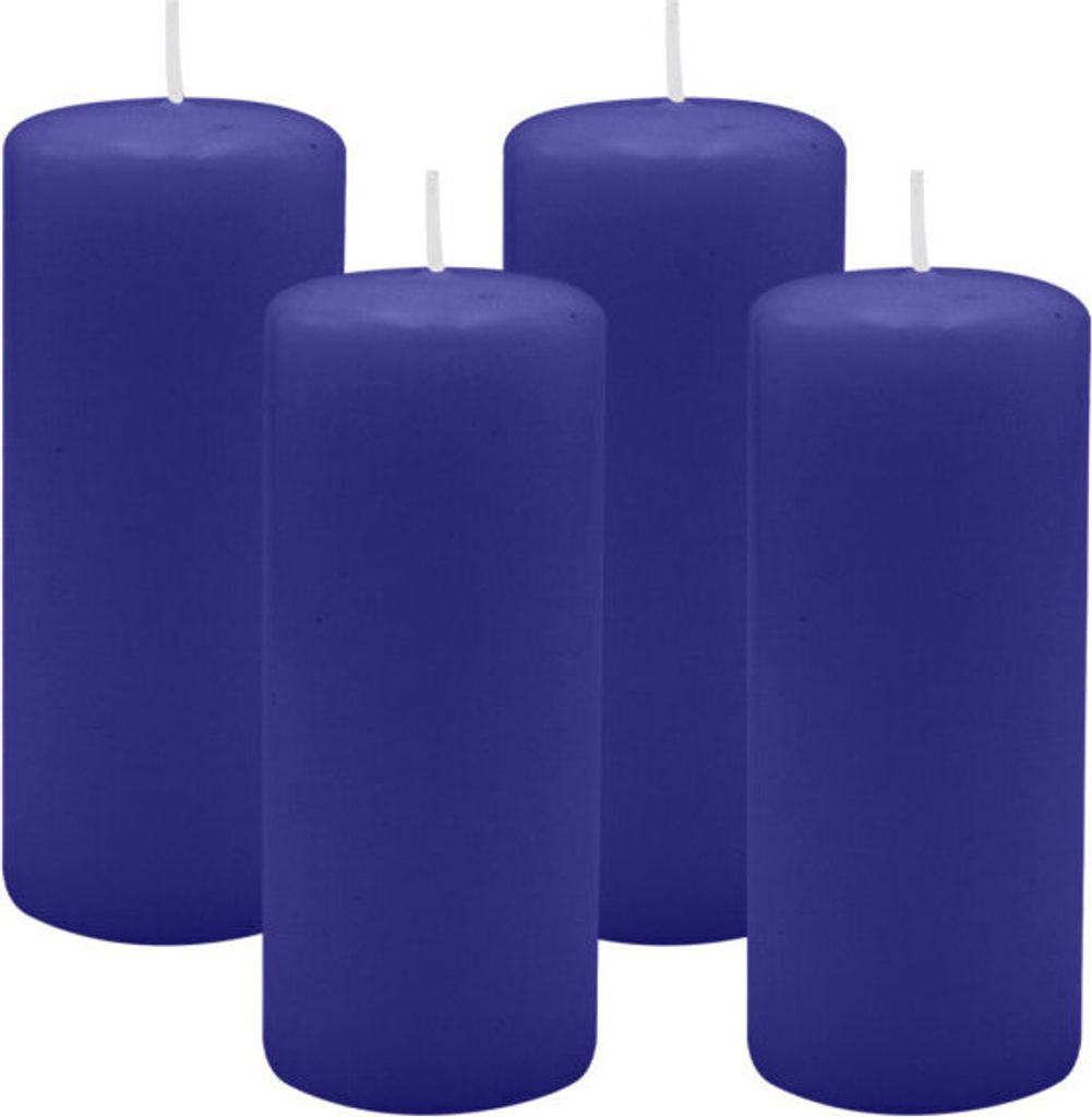 4er Set Adventskranzkerzen Royalblau Ø 50 x 120 mm