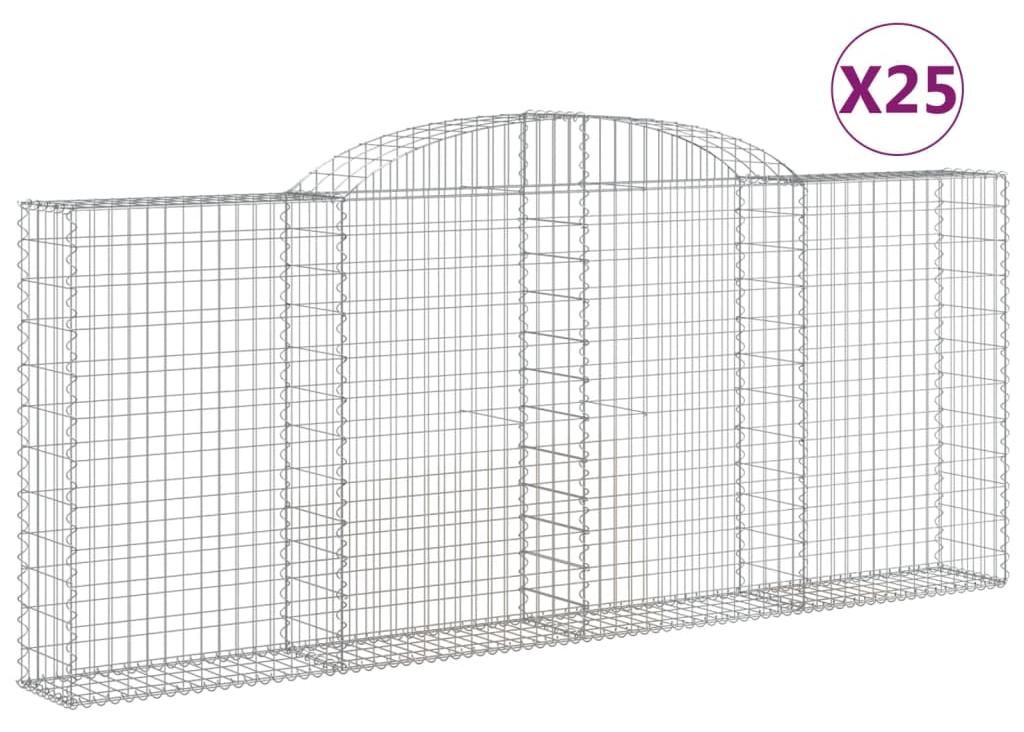 vidaXL Gabionen mit Hochbogen 25 Stk 300x30x120/140cm Verzinktes Eisen