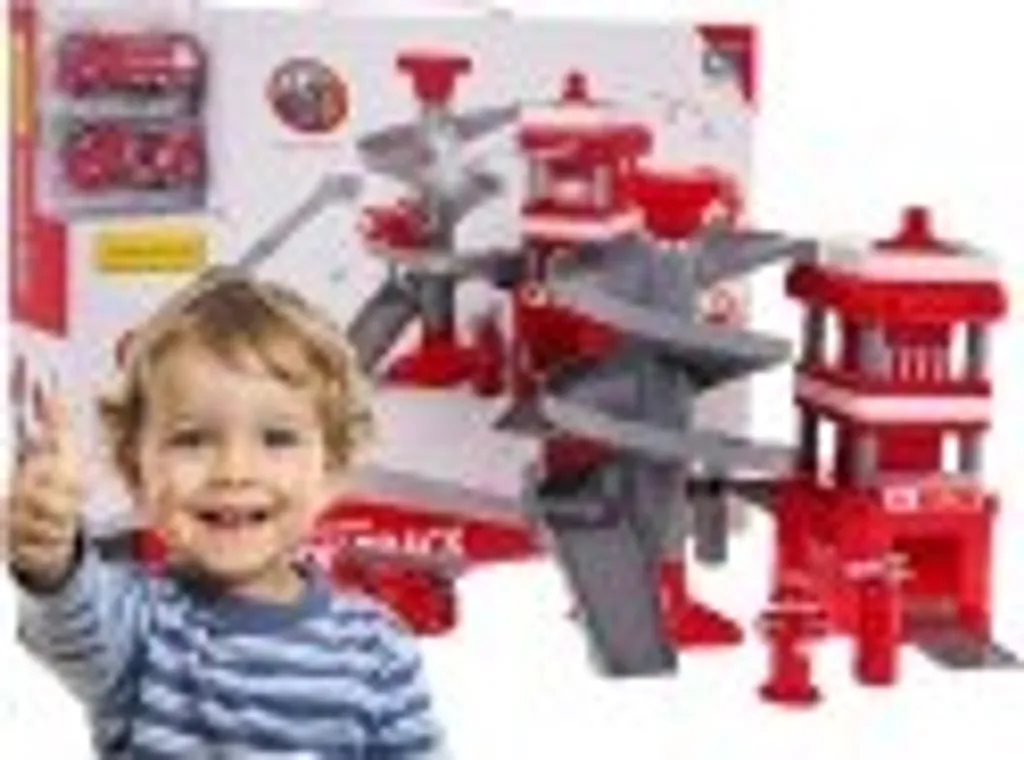 Caserne de pompiers jouet avec camion à chenilles et 12 accessoires