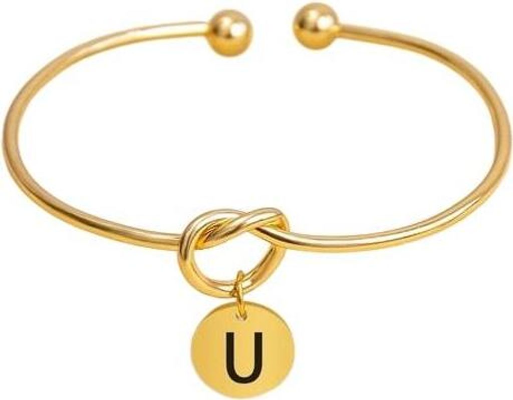 Elegantes Alphabet Armband mit Buchstabe U in Gold - KP20360