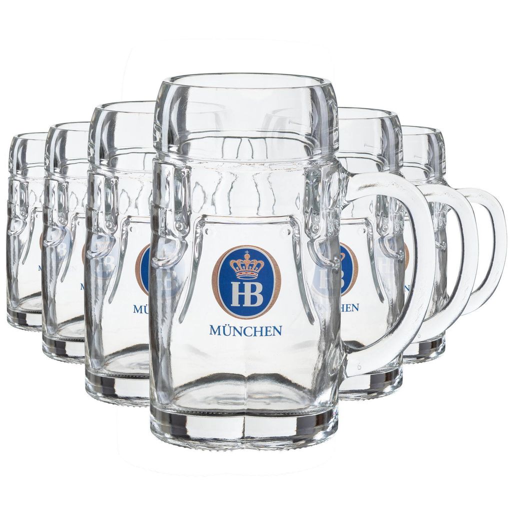 6x HB Hofbräuhaus München Bierkrug Lederhose Produktbild 