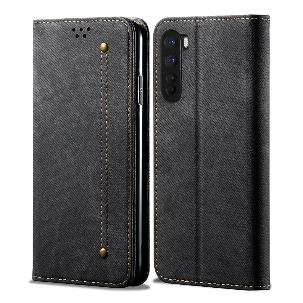 Custodia OnePlus Nord, Custodia a portafoglio in pelle con chiusura magnetica e custodia con funzione stand per OnePlus Nord Nero