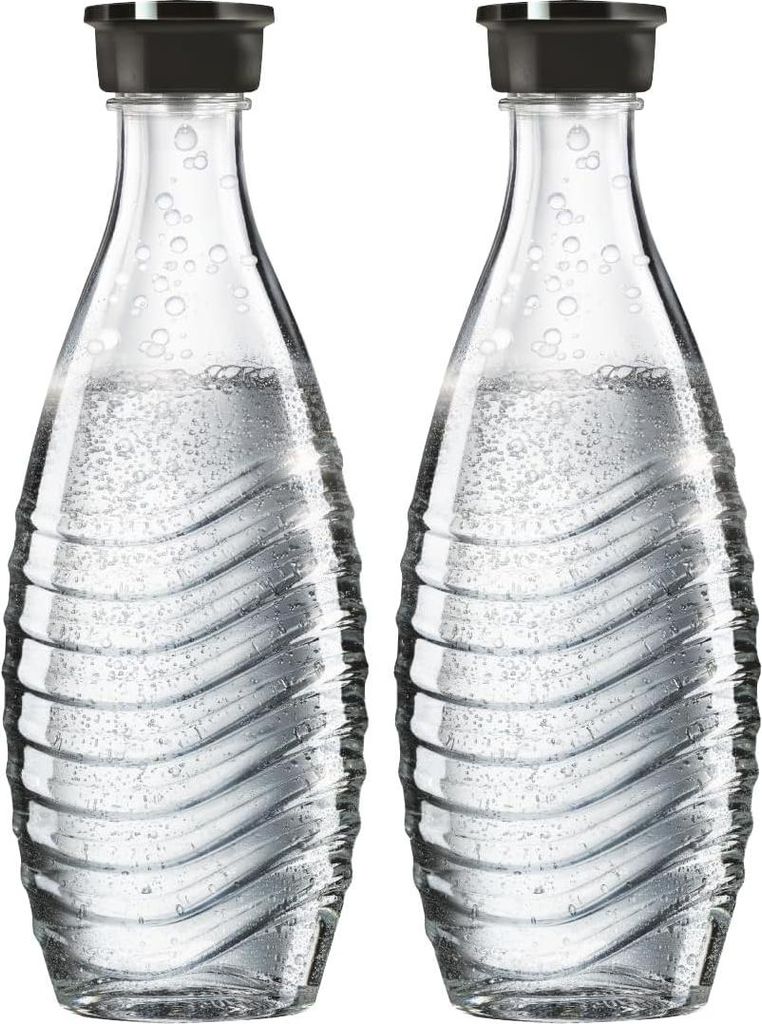 SodaStream 0,7L CRYSTAL Glaskaraffe | Spülmaschinenfest Kompatibel mit Crystal & Penguin elegantes Design 2er-Pack, Glas