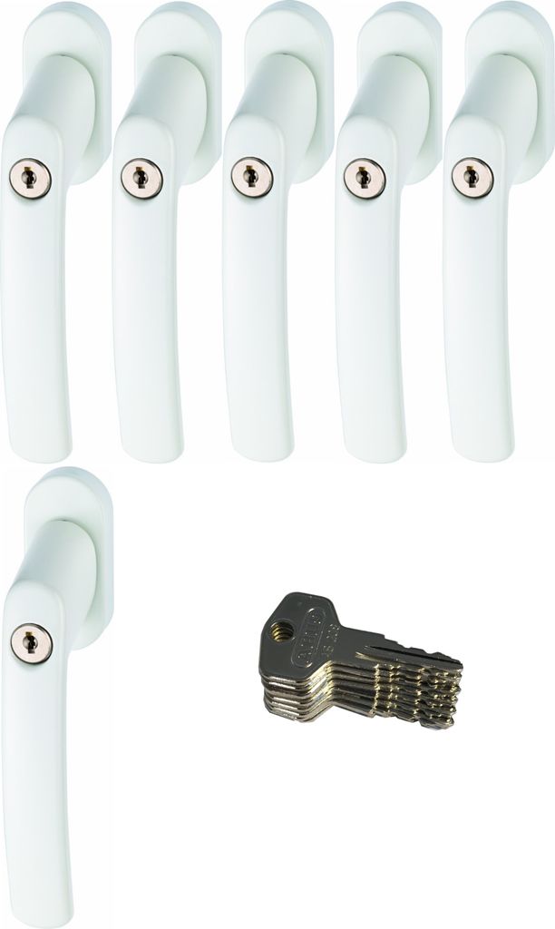 ABUS FG200 W SB abschließbarer Fenstergriff, weiß im Set 6 Stück