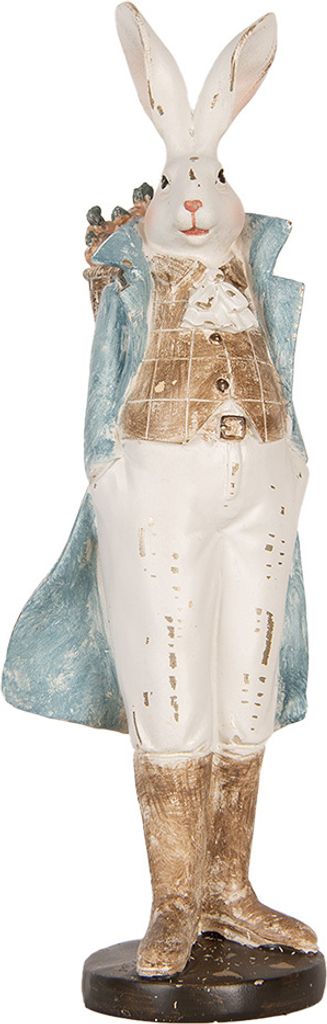 Clayre & Eef Dekorationsfigur Kaninchen 38 cm Weiß Blau Kunststoff