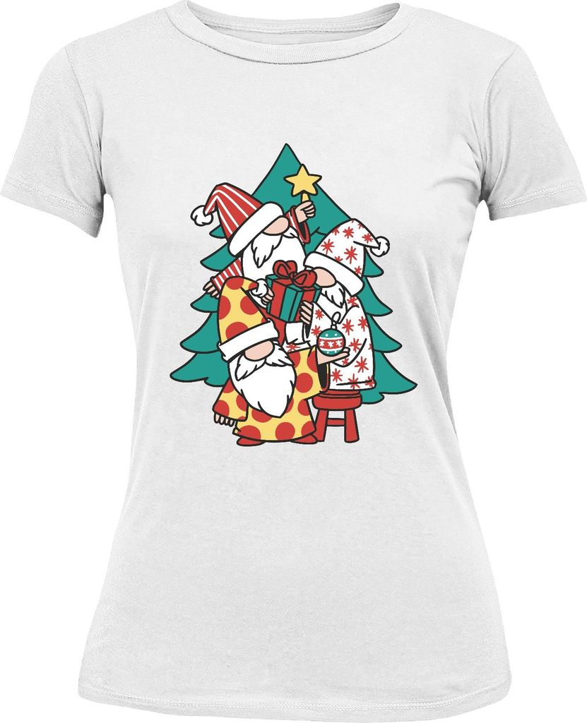 Schwedische Gnome Weihnachtsbaum - Weihnachten Weihnachtsgeschenk Christmas Damen T-Shirt, Weiß, XXL
