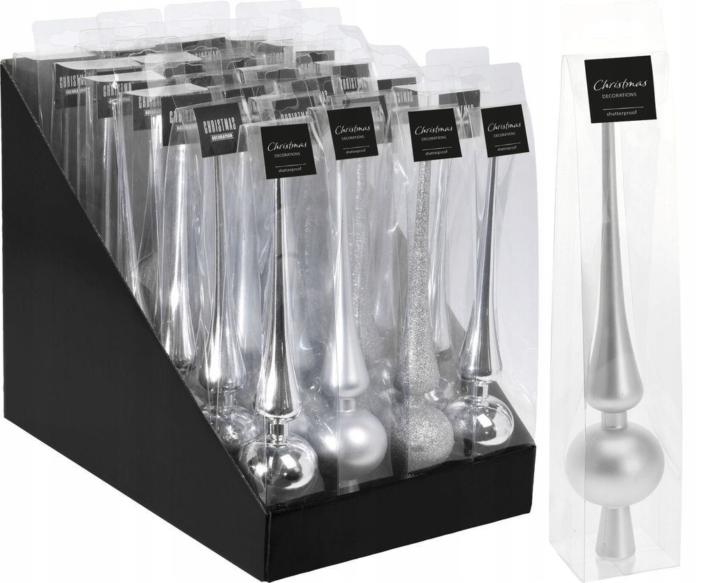 Vánoční stromek top stříbrný hrot nerozbitný 29 cm 1ks Obrázek produktu 