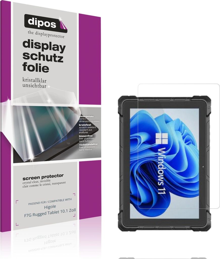 2x Schutzfolie für Higole F7G Rugged Tablet 10.1 Zoll klar Displayschutzfolie Folie Display Schutz dipos