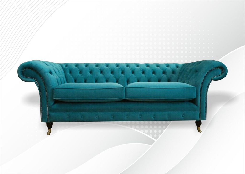 Chesterfield 3 Sitzer Türkis Kreative Möbel Neu Wohnzimmer Modern Design Sofa