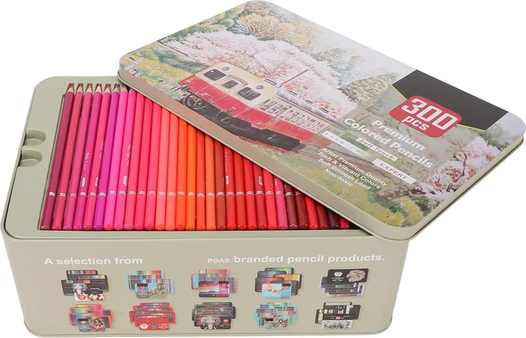 Set de 300 crayons de couleur à l'huile avec pot de rangement pour dessin