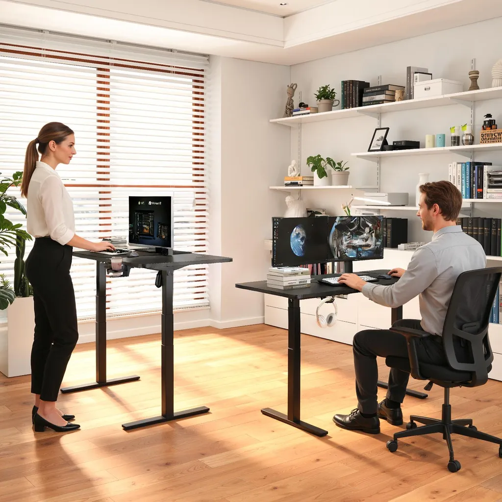 Bureau réglable en hauteur 120x60 cm électrique noir ergonomique
