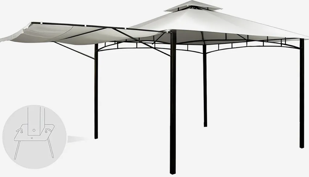 Gazebo 3,3x3,3m Pagode Antigua Anthracite pour Jardin et Marché