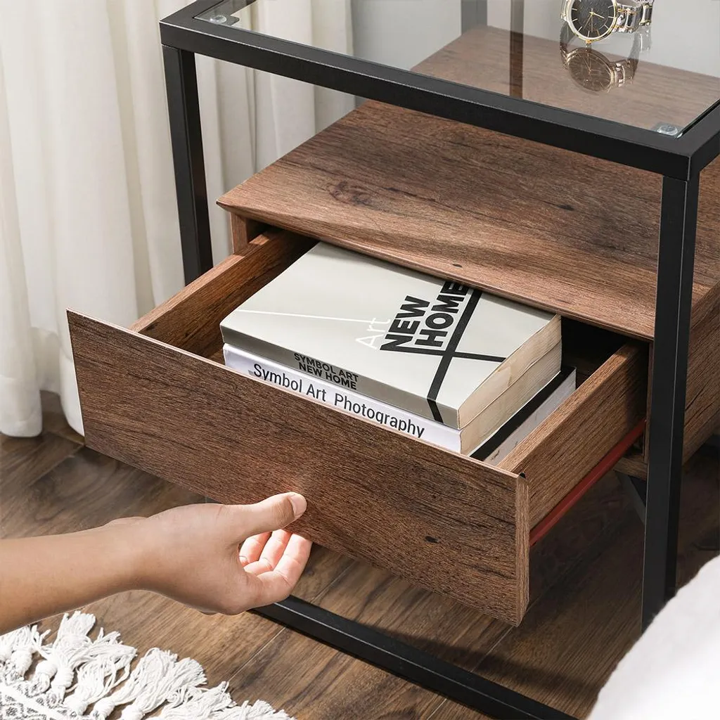 Table de chevet noisette-noir compacte pour petits espaces et studios - 5