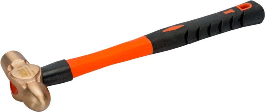 Bahco Schlosserhammer mit Kugelpinne, Kupferberyllium-Kopf und Fiberglas-Griff, funkenfrei, 300 g