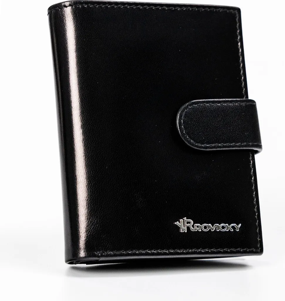 Rovicky Portafoglio Uomo Grande in Vera Pelle RFID Nero 9,5x12 cm