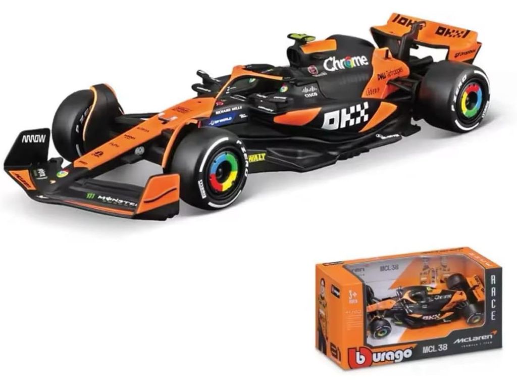 Bburago 18-38214N - Modelauto - F1 McLaren MCL38 Miami Productafbeelding 