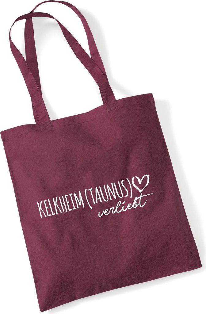 Huuraa Jutebeutel Kelkheim Taunus verliebt 10 Liter Burgundy Baumwolle Tasche Geschenkidee