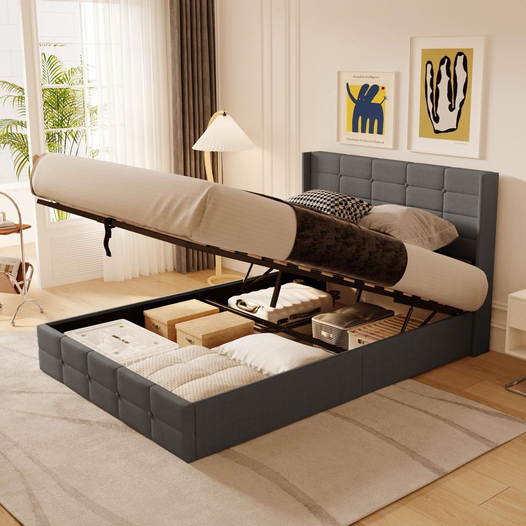 Čalúnená posteľ BEALIFE 140x200 cm s lamelovým roštom a Obrázok produktu 
