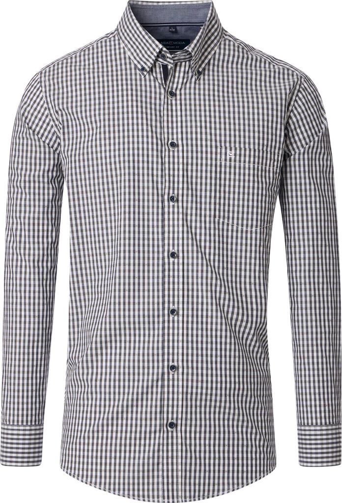 CASAMODA Herren Freizeithemd Langarm Button-Down Casual Grün kariert XXL