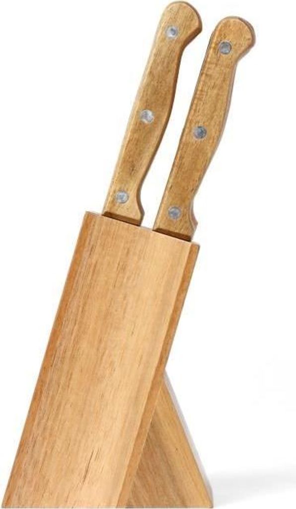 Steakmesser Set 6-teilig mit Akazienholzständer, LIVOO MEC133, 11 cm Klingen, Edelstahl, 1,2 mm Klingenstärke