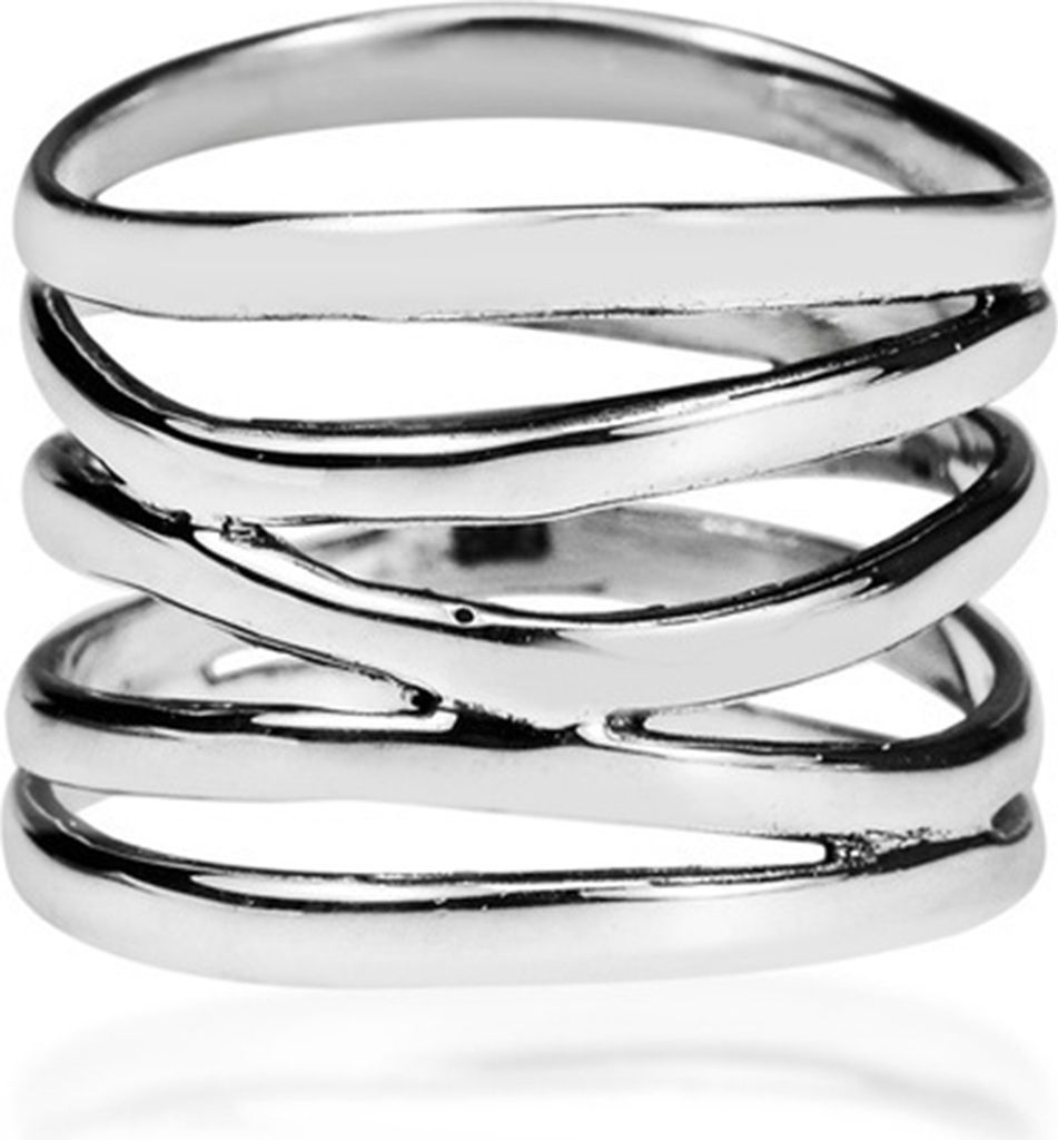 Mode Frauen Breite 5 Band Spule Finger Ring Hochzeit Verlobung Party Schmuck Geschenk-Silber,US 8